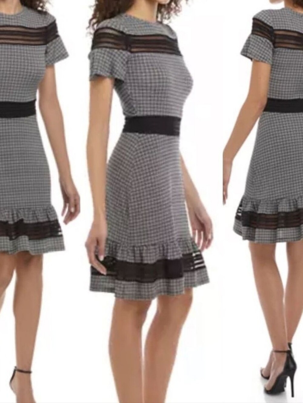 NWT Michael Kors Mesh Combo Check A-Line Dress Size: Small